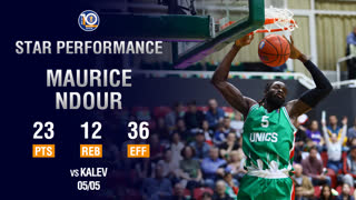 5/5/19 | Морис Ндур в игре против Калева - 23 очка, 12 подборов, рекордная эффективность